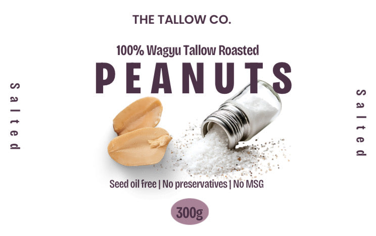 Salted peanuts roasted in pure Wagyu tallow – 300g – The Tallow Co.