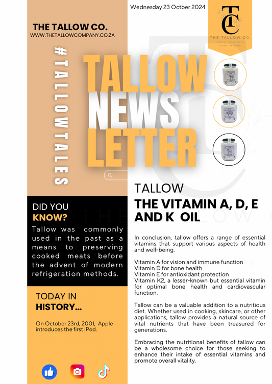 Tallow-The Vitamin A, D, E and K Oil. - The Tallow Co.