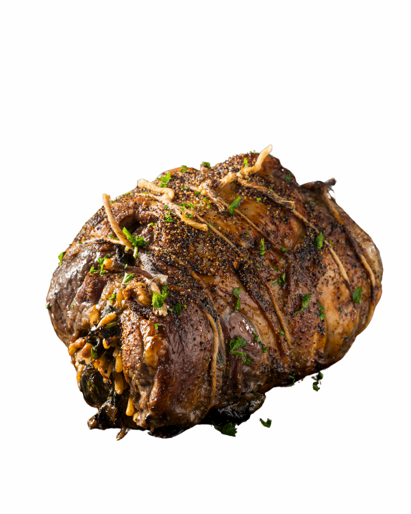 Roasted leg of lamb with lamb tallow