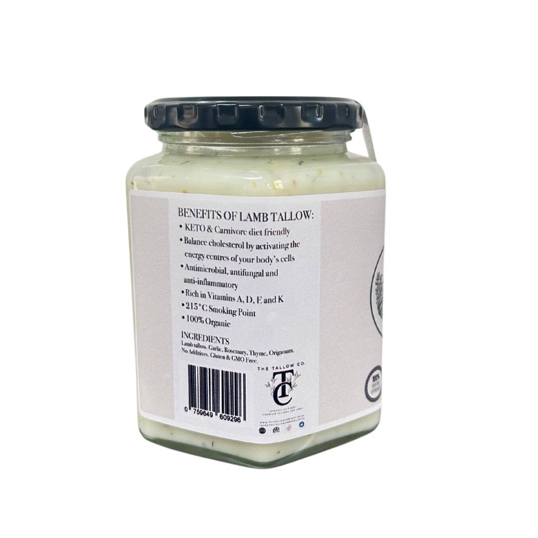Lab Tallow Premium Lamb Tallow Garlic & Herb - 500ml l The Tallow Co.